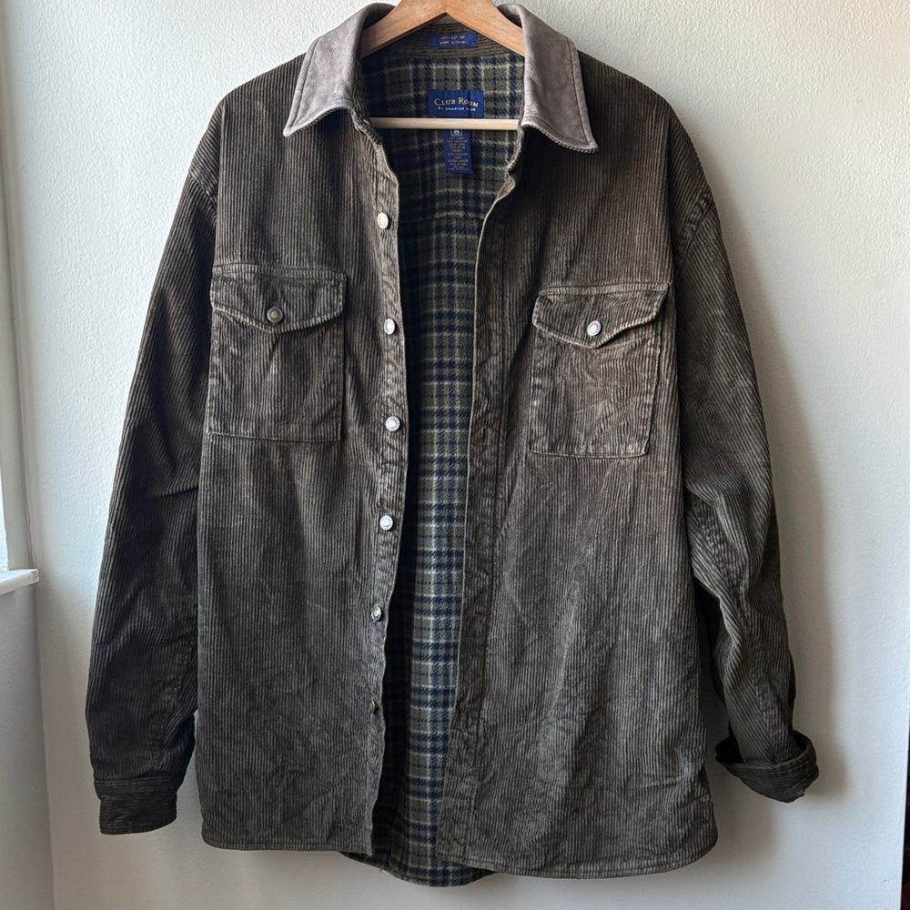 Club Room Men’s Corduroy Fleece Lined Shirt Jacket Size M